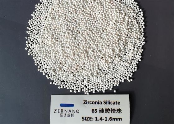 1.4-1.6mm size White 65 Zirconium Silicate Beads Bulk Density 4 g/cm3 for Paint / Coatings